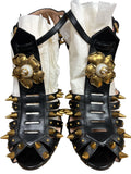 Sandals Luxury Designer By Gucci In Black & Gold, Size: 10