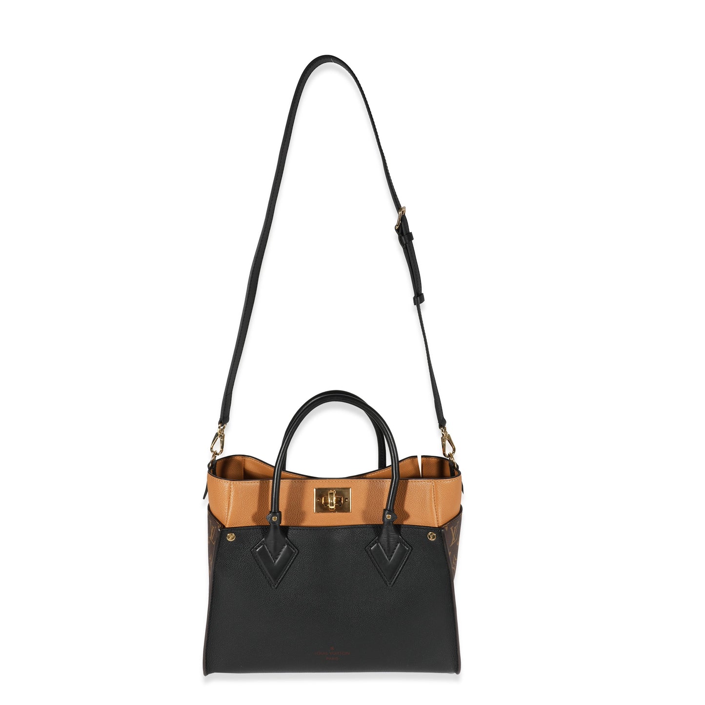 Louis Vuitton Louis Vuitton Monogram Canvas & Black Calfskin On My Side MM Tote
