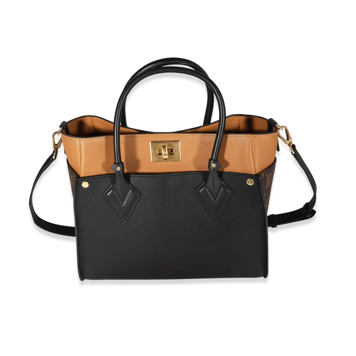 Louis Vuitton Louis Vuitton Monogram Canvas & Black Calfskin On My Side MM Tote