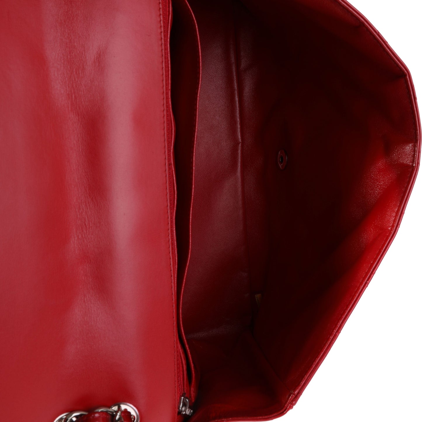 Chanel Red Quilted Patent Leather Maxi Classic Single Flap Bag
