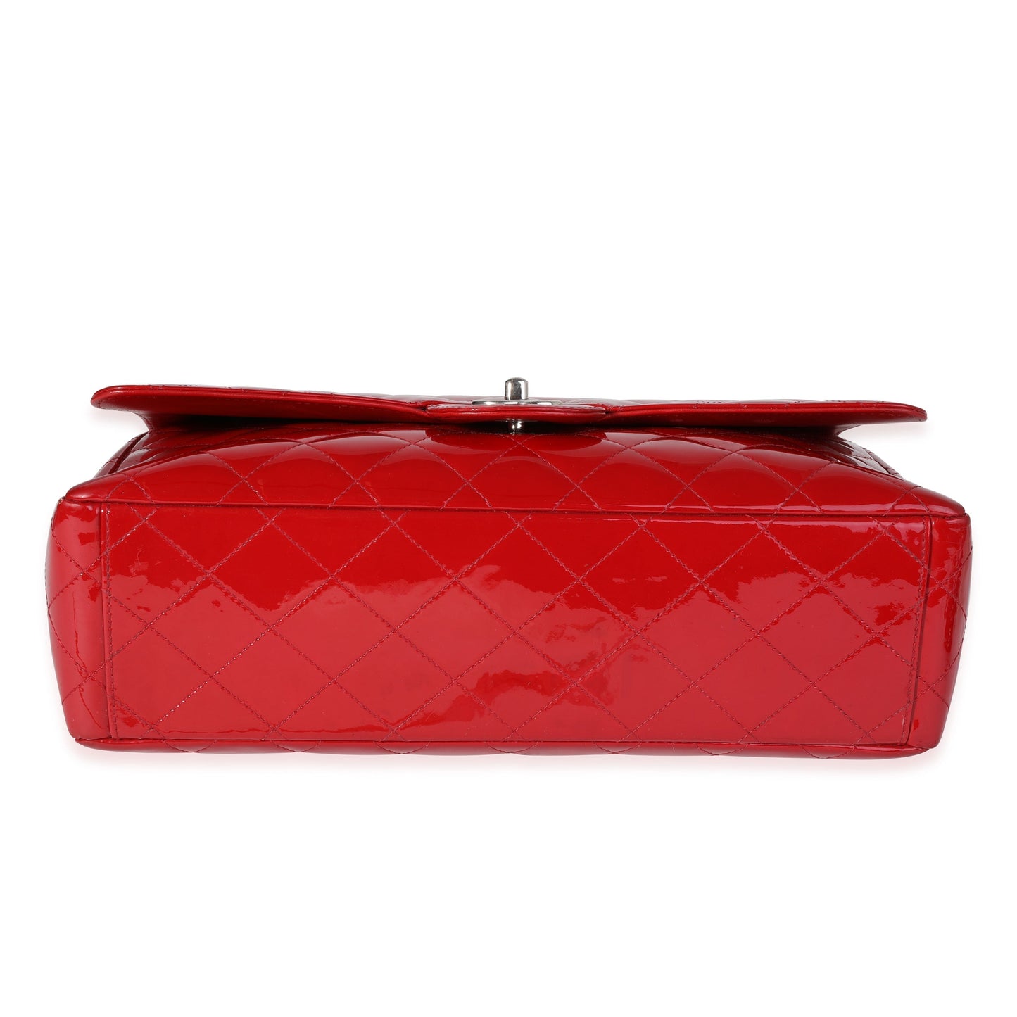 Chanel Red Quilted Patent Leather Maxi Classic Single Flap Bag