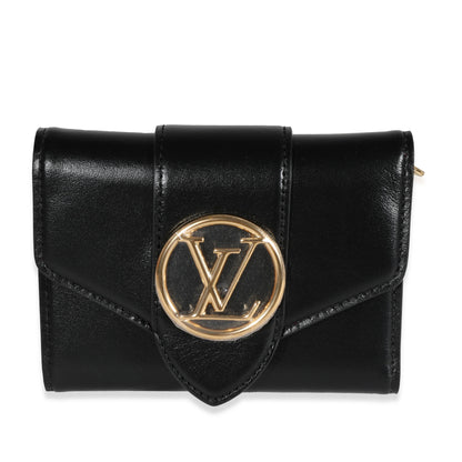 Louis Vuitton Louis Vuitton Black Smooth Calfskin Pont 9 Compact Wallet