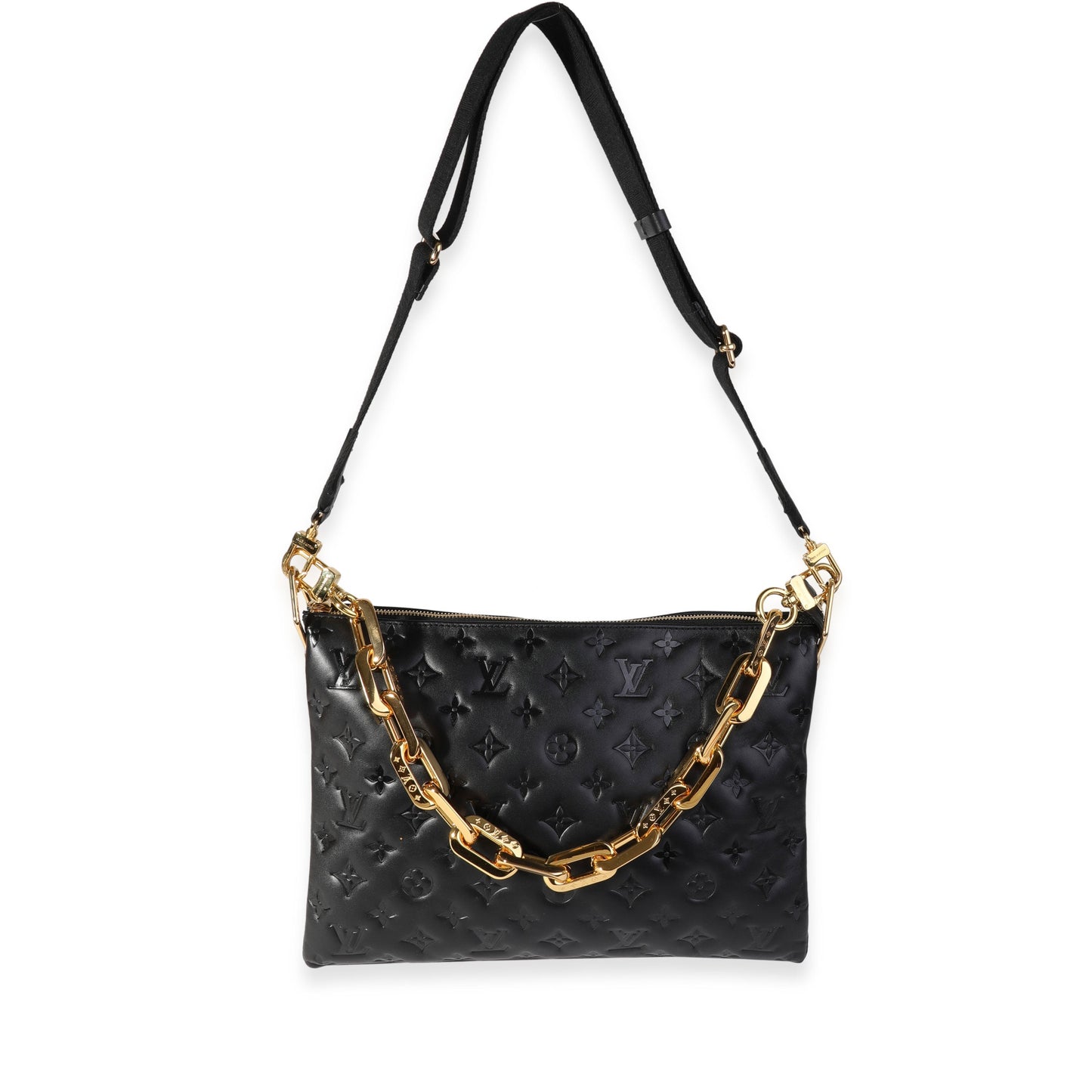 Louis Vuitton Louis Vuitton Black Embossed Lambskin Coussin MM