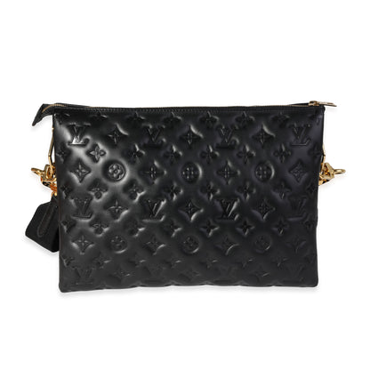 Louis Vuitton Louis Vuitton Black Embossed Lambskin Coussin MM