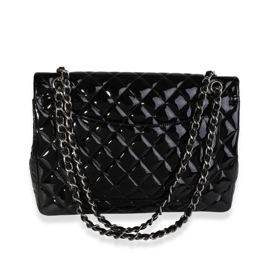 Chanel Black Quilted Patent Leather Maxi Classic Double Flap Bag