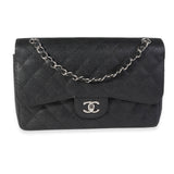 Chanel Black Quilted Caviar Jumbo Classic Double Flap Handbag