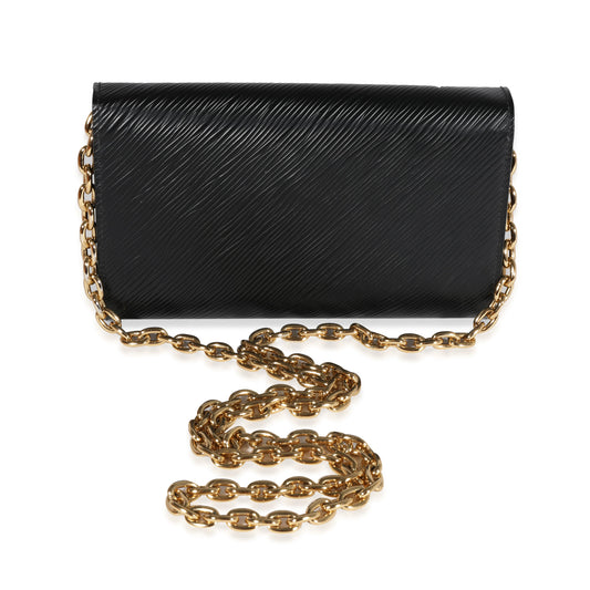 Louis Vuitton Louis Vuitton Black Blooming Flowers Epi Twist Chain Wallet