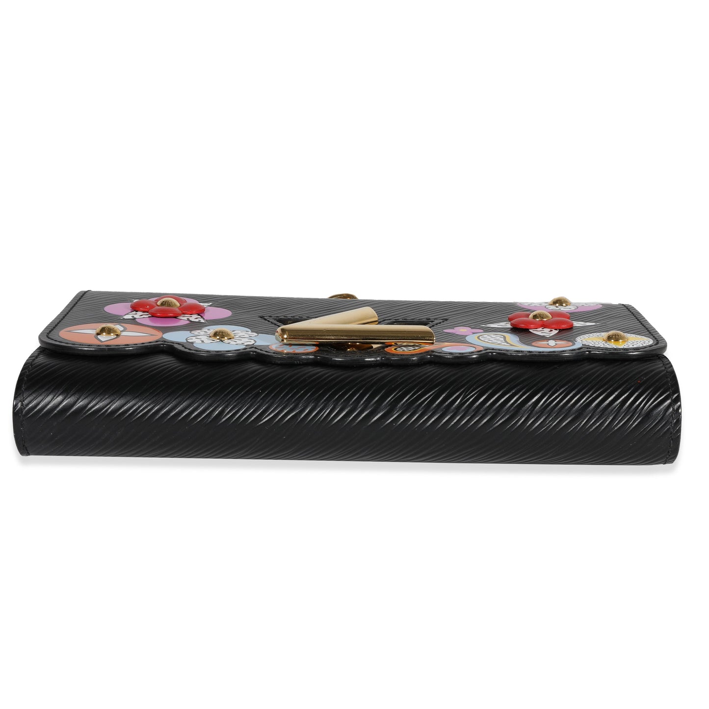 Louis Vuitton Louis Vuitton Black Blooming Flowers Epi Twist Chain Wallet