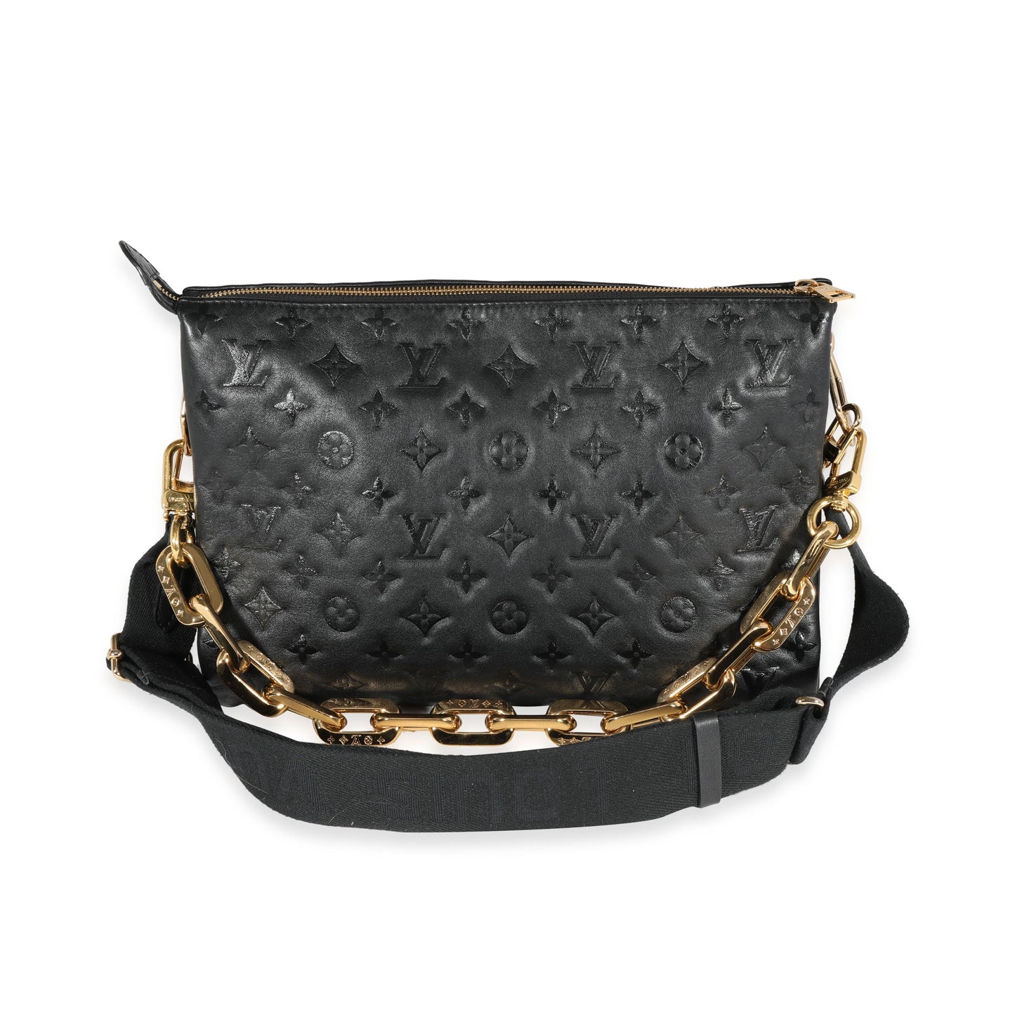 Louis Vuitton Louis Vuitton Black Monogram Puffy Lambskin Coussin MM