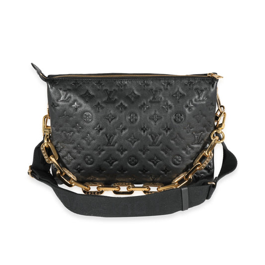 Louis Vuitton Louis Vuitton Black Monogram Puffy Lambskin Coussin MM