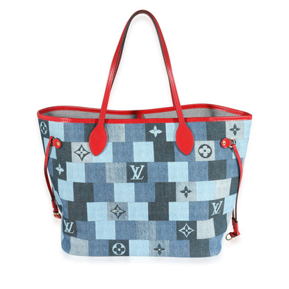 Louis Vuitton Louis Vuitton Blue Denim Monogram Patchwork Neverfull MM