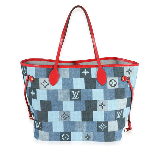 Louis Vuitton Louis Vuitton Blue Denim Monogram Patchwork Neverfull MM