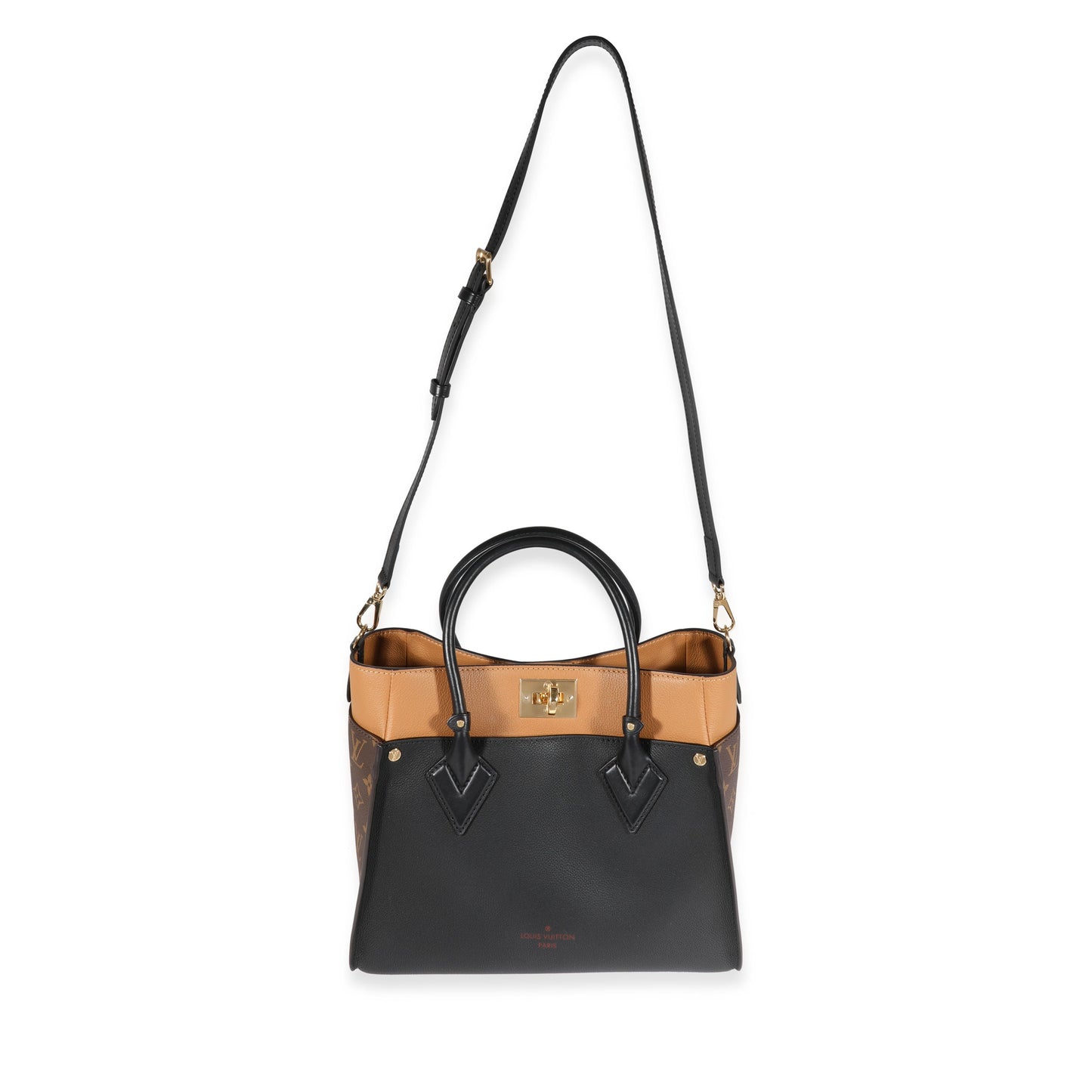 Louis Vuitton Louis Vuitton Monogram Canvas & Black Calfskin On My Side MM Tote
