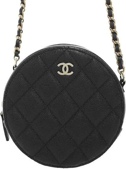 Chanel Matelasse Chain Shoulder Bag Black Caviar Skin