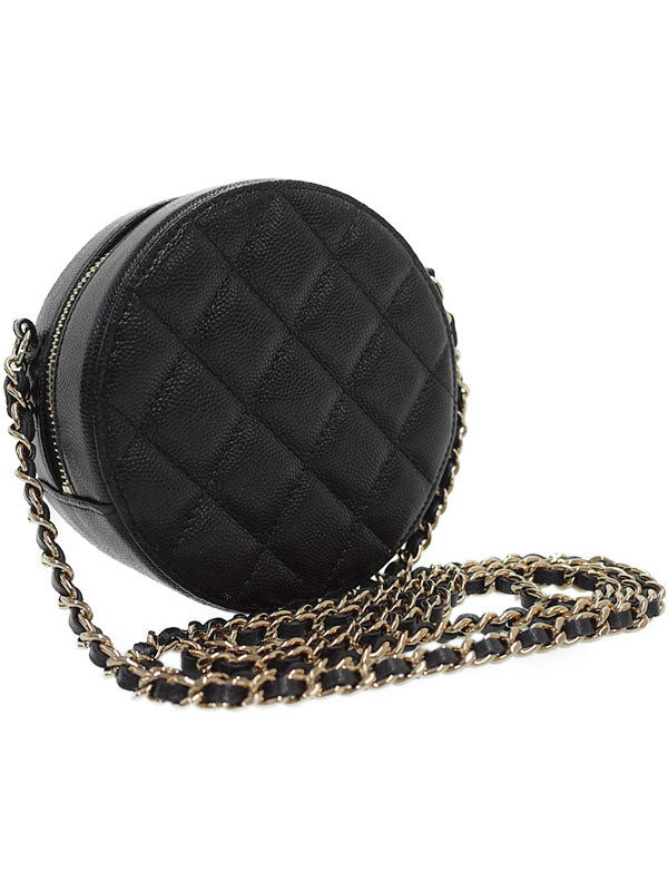 Chanel Matelasse Chain Shoulder Bag Black Caviar Skin
