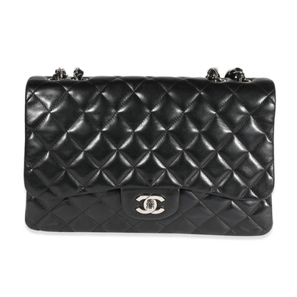 Chanel Black Quilted Lambskin Jumbo Classic Single Flap Bag