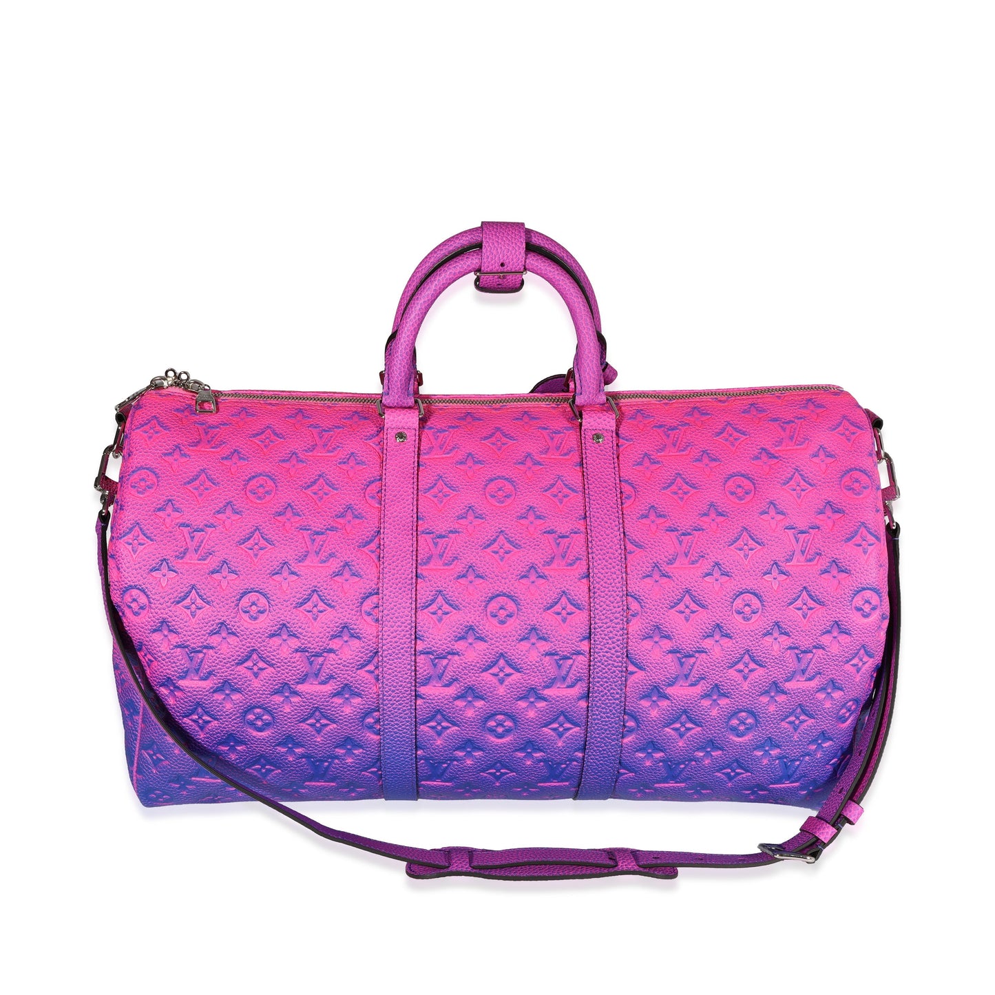 Louis Vuitton Louis Vuitton Pink & Blue Monogram Taurillon Illusion Keepall Bandoulière 50