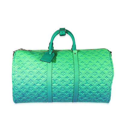 Louis Vuitton Louis Vuitton Blue & Green Monogram Taurillon Illusion Keepall Bandoulière 50