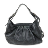 FENDI Logo Leather Shoulder Bag Tote Bag Black 8BR579