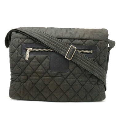 Chanel Denim Quilted Coco Mark Canvas Shoulder Bag