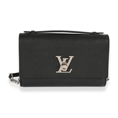 Louis Vuitton Louis Vuitton Black Taurillon Leather Lockme Short Handle Clutch