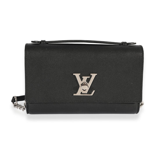 Louis Vuitton Louis Vuitton Black Taurillon Leather Lockme Short Handle Clutch