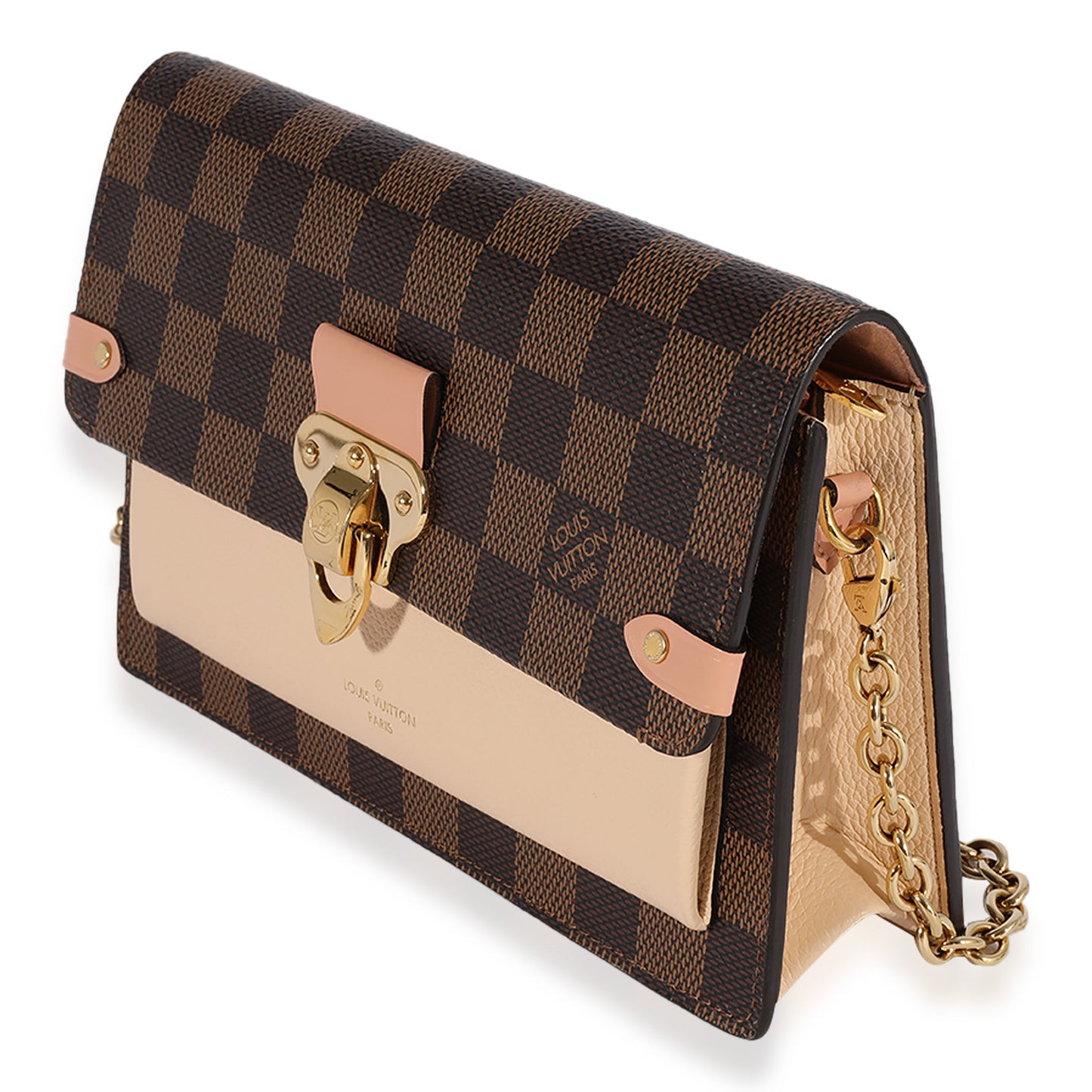 Louis Vuitton Louis Vuitton Damier Ebene & Cream Taurillon Vavin Chain Wallet