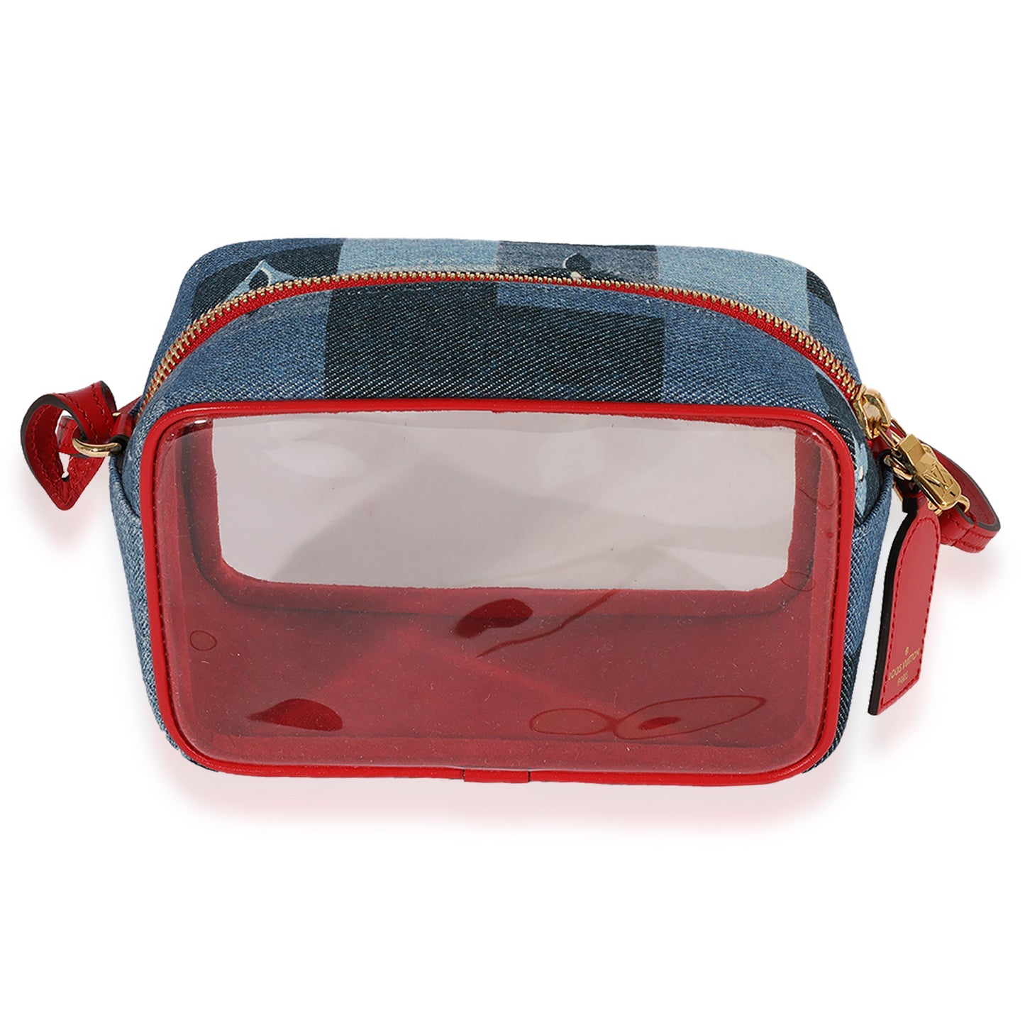 Louis Vuitton Louis Vuitton Denim Patchwork & Red Leather PVC Beach Pouch