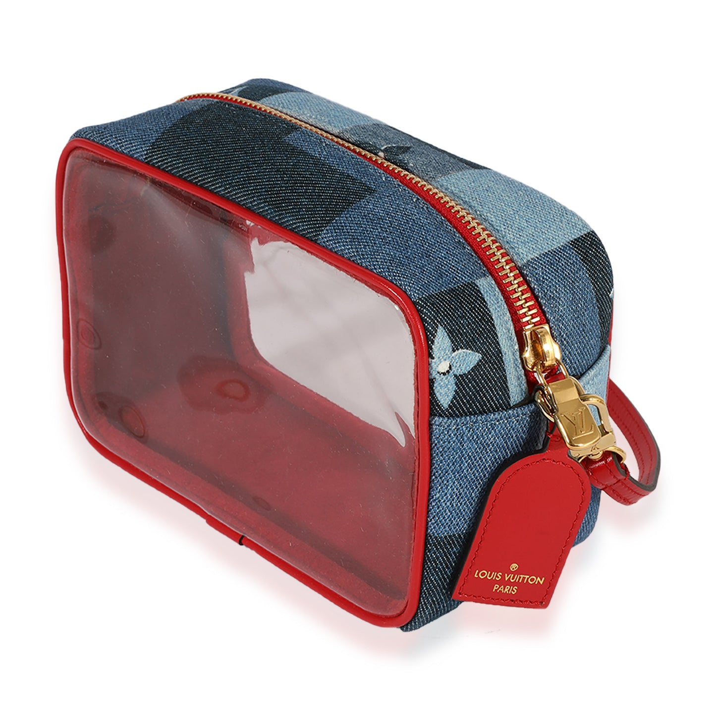 Louis Vuitton Louis Vuitton Denim Patchwork & Red Leather PVC Beach Pouch