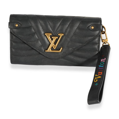 Louis Vuitton Louis Vuitton Black Calfskin New Wave Long Wristlet Wallet