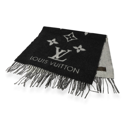 Louis Vuitton Louis Vuitton Black & Gray Monogram Cashmere Reykjavik Scarf