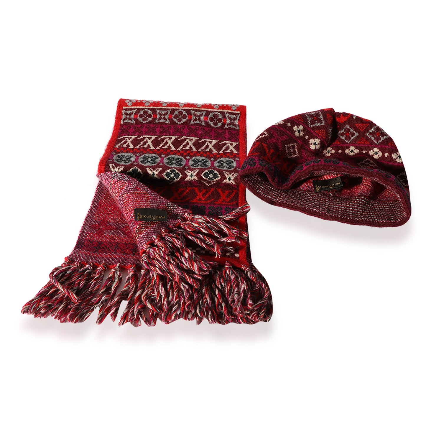 Louis Vuitton Kids Multicolor Monogram Cashmere Hat & Scarf Set 2/4