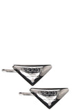 PRADA Logo Hairclips Silver