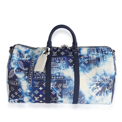 Louis Vuitton Louis Vuitton Blue Monogram Bandana Keepall Bandoulière 50