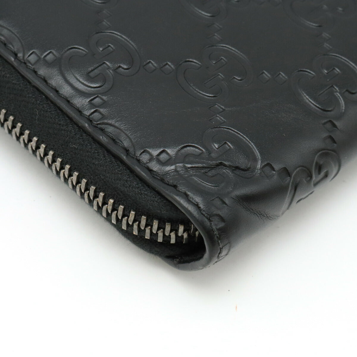 Gucci Guccissima Round Zip Long Wallet Leather 307987 Black
