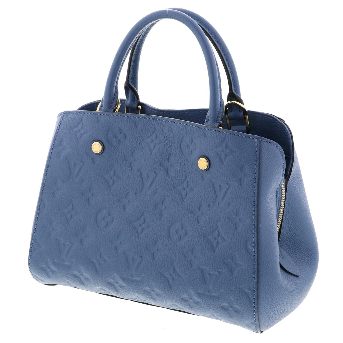 Louis Vuitton Amplant Leather Montaigne BB Handbag Blue
