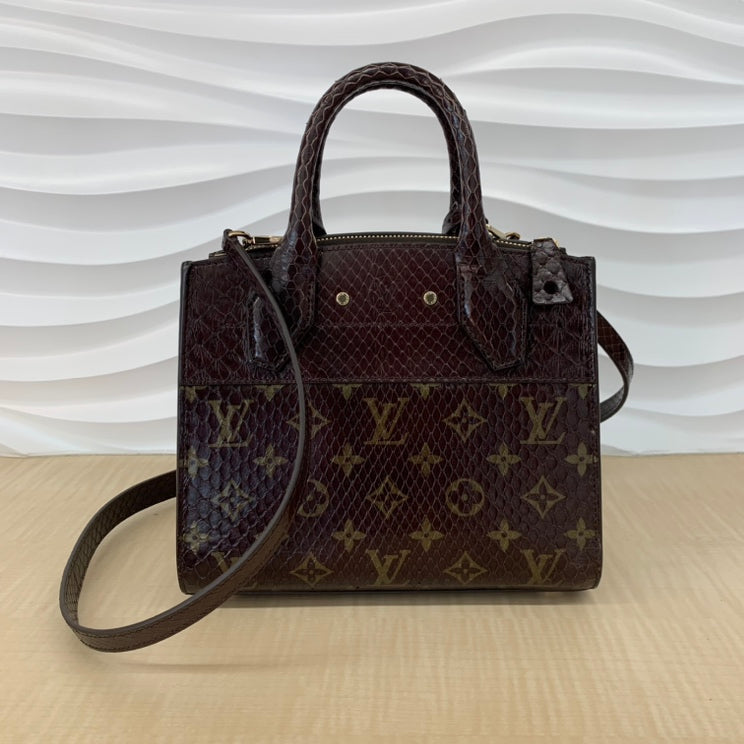Louis Vuitton City Steamer Mini Python Bag Handbag Brown