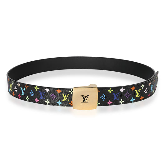 Louis Vuitton Louis Vuitton Black Multicolore Monogram LV Cut Belt 90
