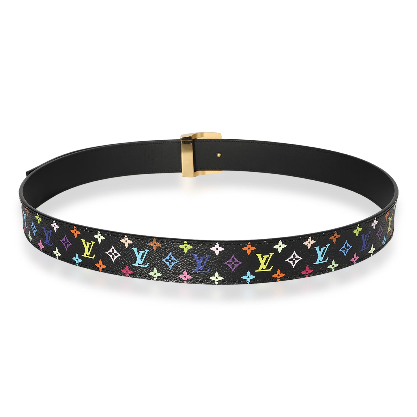 Louis Vuitton Louis Vuitton Black Multicolore Monogram LV Cut Belt 90