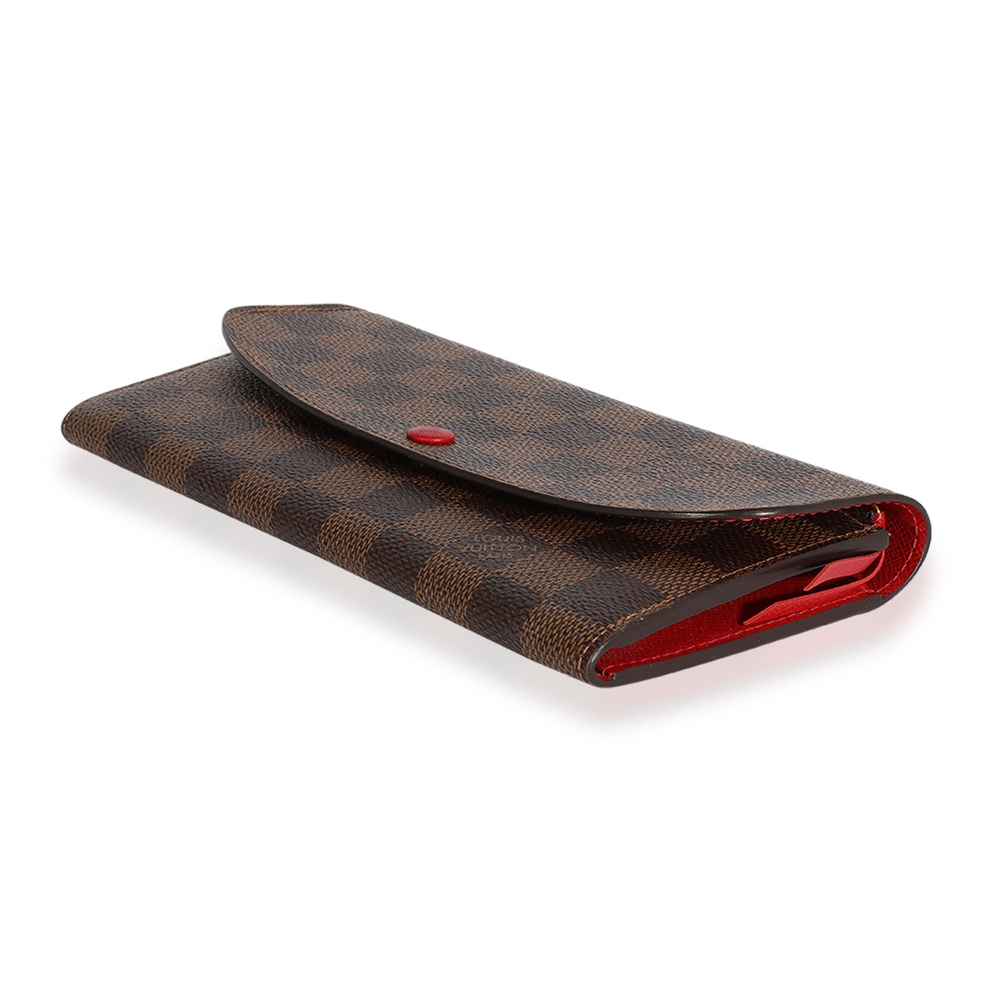 Louis Vuitton Louis Vuitton Damier Ebene & Red Leather Emilie Wallet