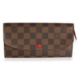 Louis Vuitton Louis Vuitton Damier Ebene & Red Leather Emilie Wallet