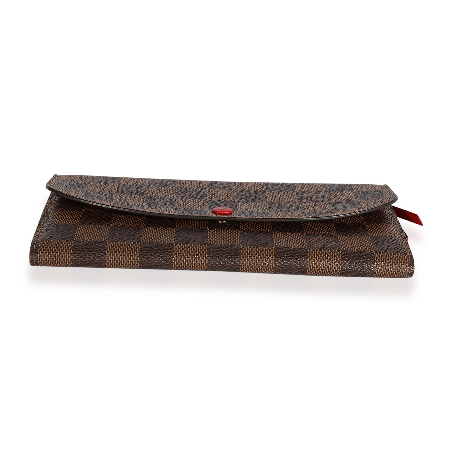 Louis Vuitton Louis Vuitton Damier Ebene & Red Leather Emilie Wallet