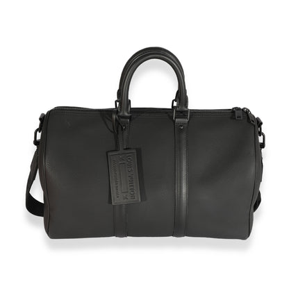 Louis Vuitton Louis Vuitton Black Grained Calfskin Aerogram Keepall Bandoulière 40