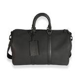 Louis Vuitton Louis Vuitton Black Grained Calfskin Aerogram Keepall Bandoulière 40