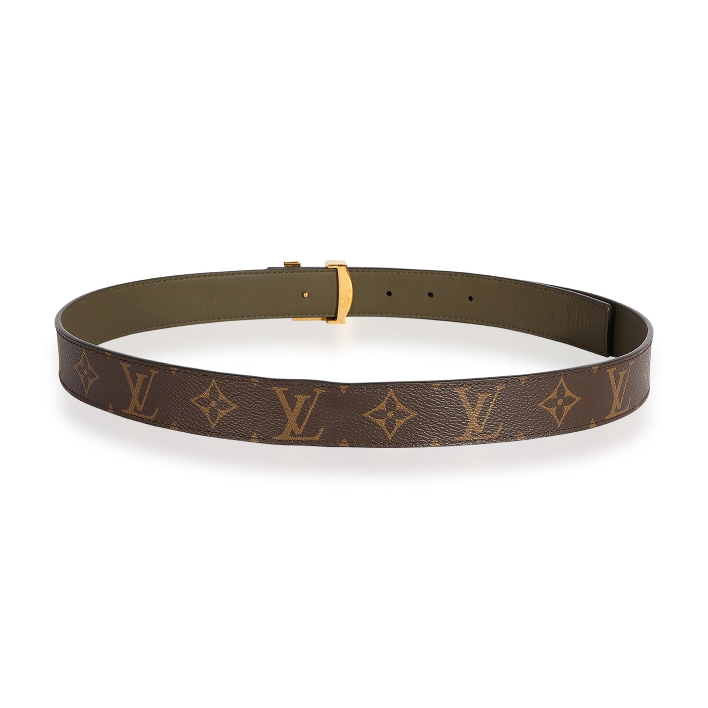 Louis Vuitton Louis Vuitton Monogram Canvas & Olive Green Reversible Initiales Belt 90