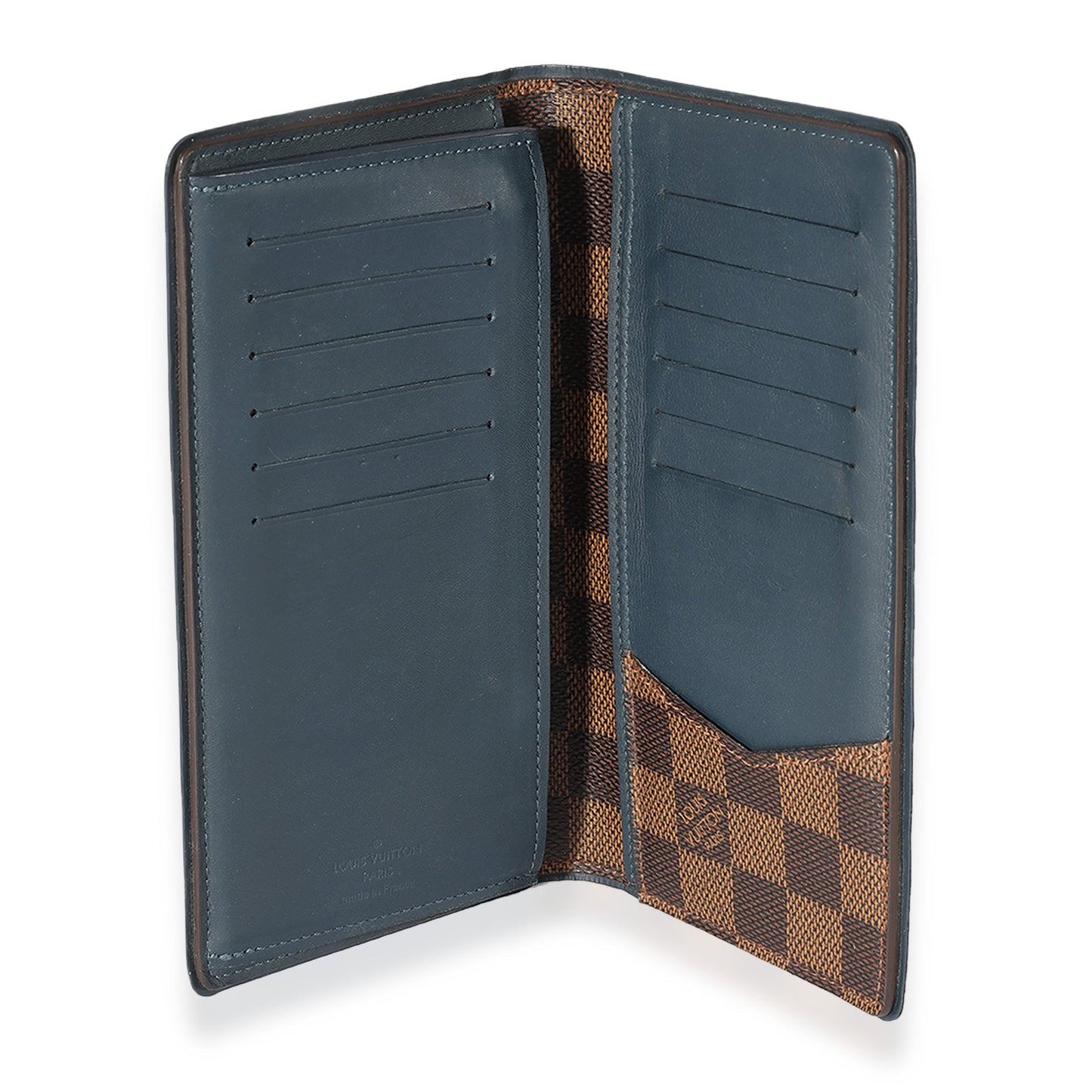 Louis Vuitton Louis Vuitton Damier Ebene and Blue Leather Wallet