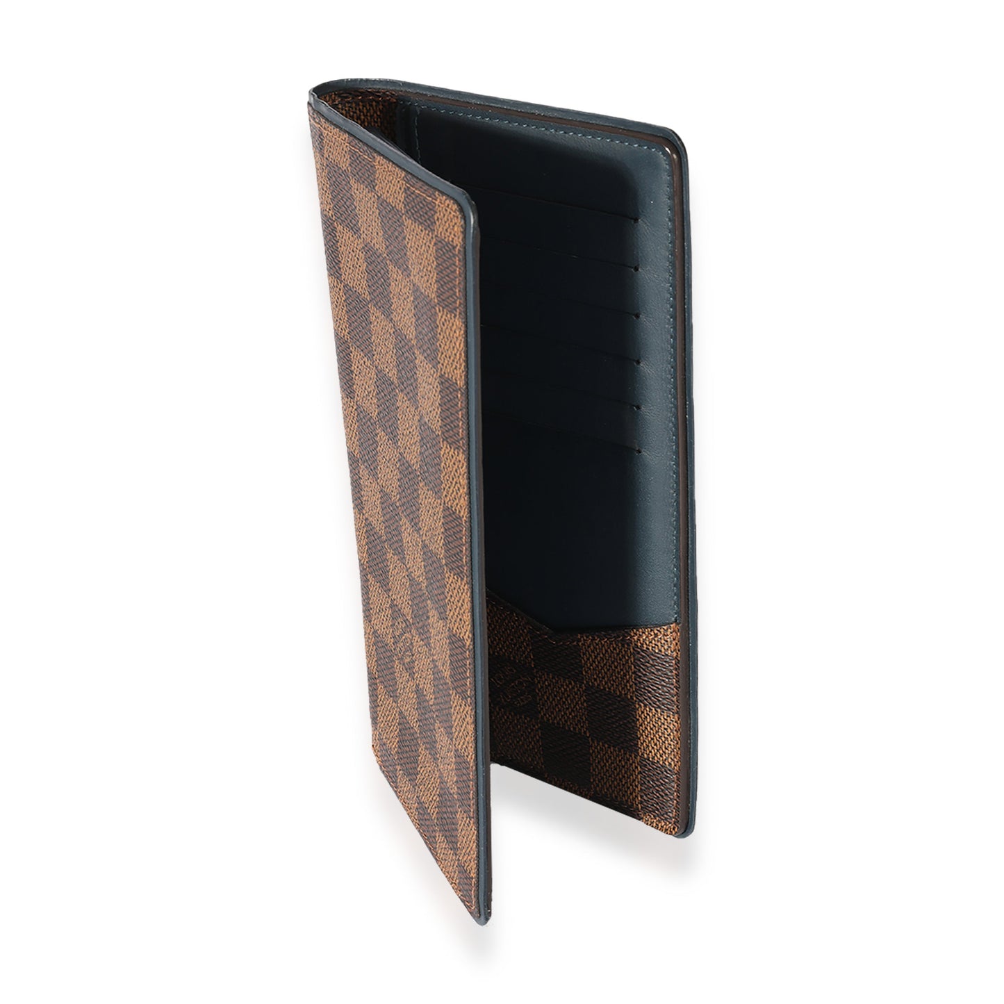 Louis Vuitton Louis Vuitton Damier Ebene and Blue Leather Wallet