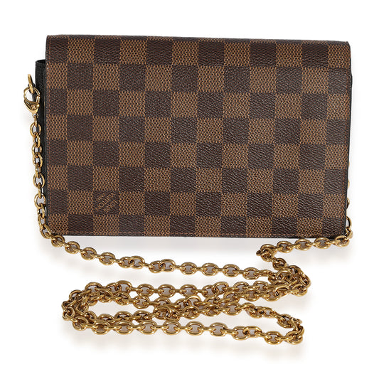 Louis Vuitton Louis Vuitton Damier Ebene Canvas & Black Cowhide Vavin Chain Wallet