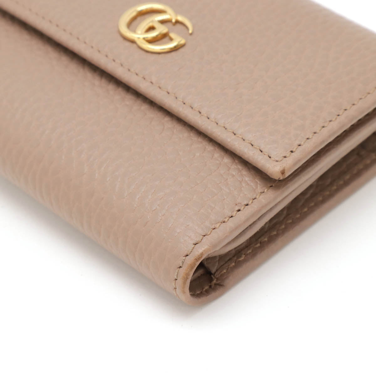 Gucci Leather GG Marmont Tri-fold Wallet Pink Beige 546584