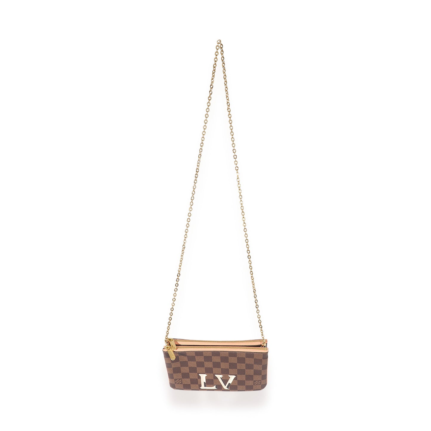 Louis Vuitton Louis Vuitton Damier Ebene & Rose Ballerine Double Zip Pochette